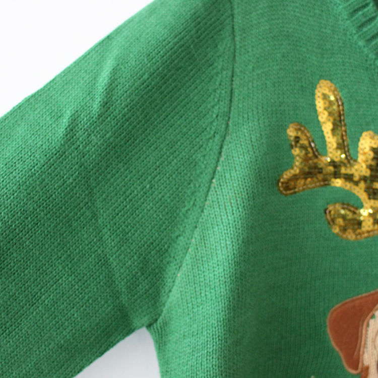 Ugly Sweater Christmas Sweater Women Green Pug Dog Embroidery Sequins Long Sleeve Pullover Knitted Jumper Tops M99591 201221