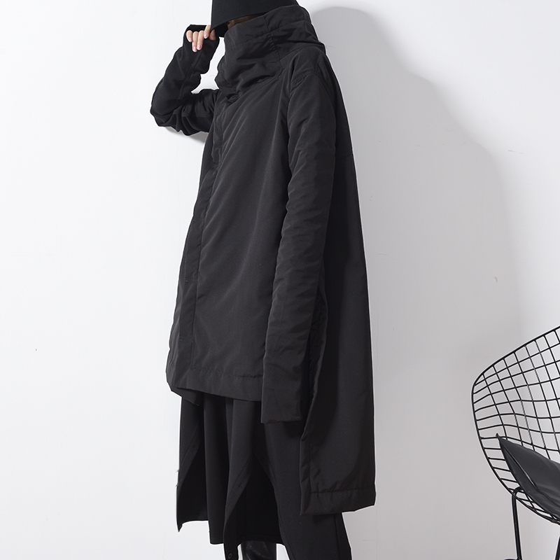 [EAM] Irregular Big Size Cotton-padded Coat Long Sleeve Loose Fit Women Parkas Fashion Tide New Autumn Winter YA77101 201019