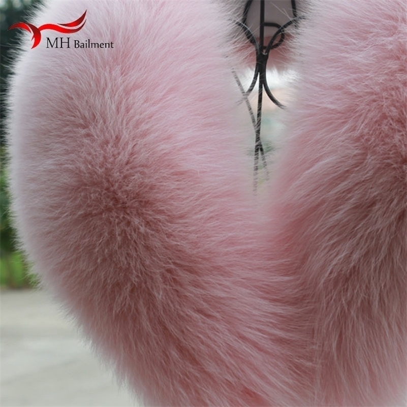 Real winter new pink fox scarf coat jacket shawl women female furry fur collar Y201007