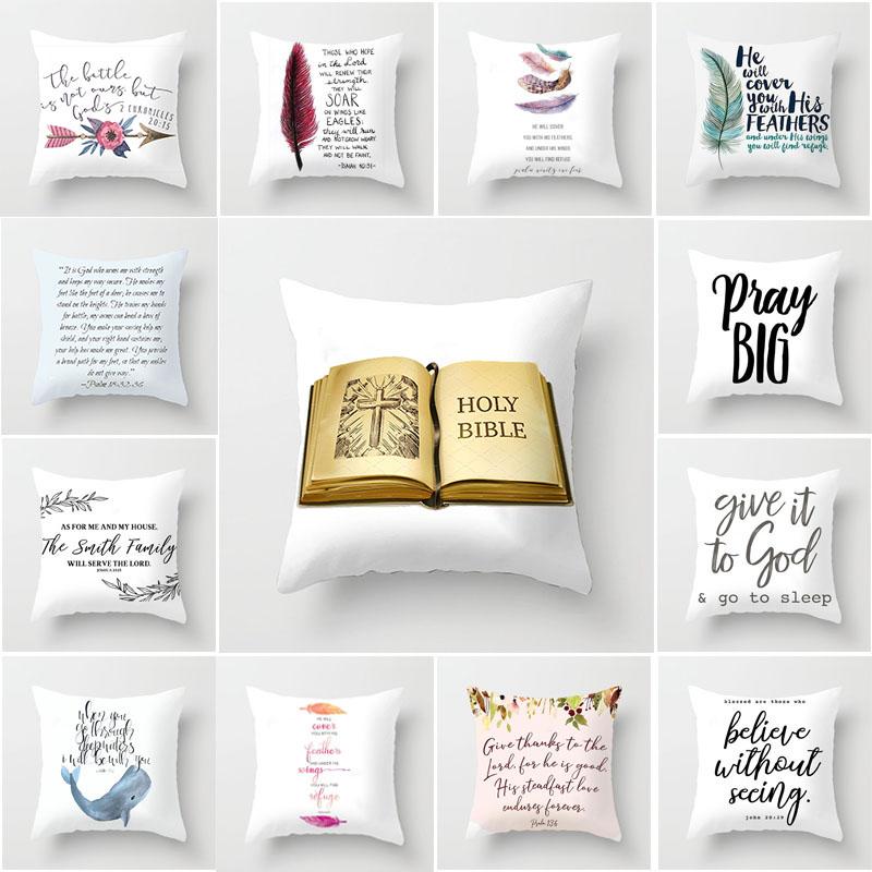 Holy Bible Sayings Polyester Pillowcase Inspirational Quotes Print Cushion Cover Important Scriptures To Memorize for Believers
Holy Bible Sayings Polyester Pillowcase Inspirational Quotes Print Cushion Cover Important Scriptures To Memorize for Believers
