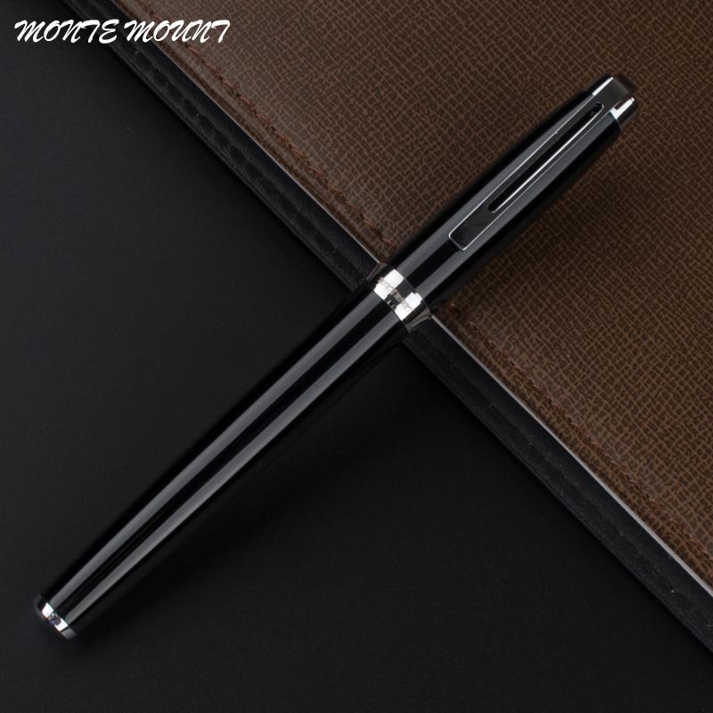 MONTE MOUNT High Quality Black Silver Rollerball Pen 0.7mm Black Ink Refill Metal Ballpoint Pen for Student School Supplies1