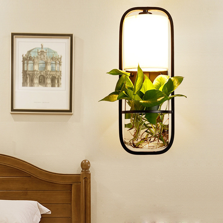 Modern plant wall lamp living room bedroom bedside bar restaurant club hotel iron glass aisle decoration lamp