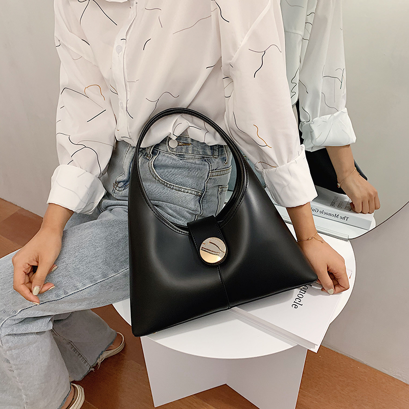 Chic Compact Woman's Shoulder Purse Practical All-Day Wear Solid Hued Tote