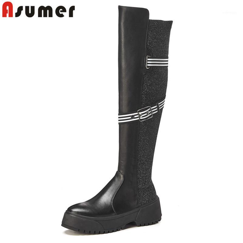 ASUMER fashion over the knee boots women flat platform genuine leather boots zip Thick bottom increase ladies 2020 new1, Black 1 with fur
ASUMER fashion over the knee boots women flat platform genuine leather boots zip Thick bottom increase ladies 2020 new1, Black 1 with fur