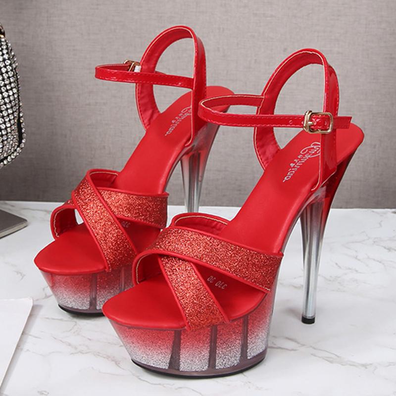 Women sandals high heel catwalk pole dance shoes crystal bottom model t-stage high heels frosted sandals, Black
Women sandals high heel catwalk pole dance shoes crystal bottom model t-stage high heels frosted sandals, Black
