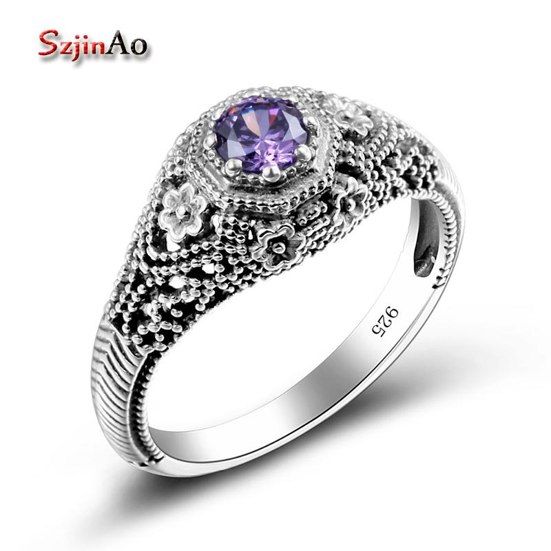 Cluster Rings Szjinao Store Rose Amethyst Ring Vintage Style Sailor Moon Genuine 925 Sterling Silver Jewelry For Women Fine Party Dress
Cluster Rings Szjinao Store Rose Amethyst Ring Vintage Style Sailor Moon Genuine 925 Sterling Silver Jewelry For Women Fine Party Dress