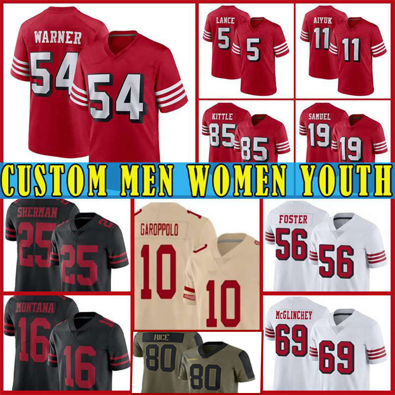 Trey Lance Custom George Kittle Men Deebo Samuel 49ers's Football Nick Bosa Jersey Jimmy Garoppolo San Jerry Rice Colin Kaepernick Francisco Fred Warner Mostert, Custom youth(49ren)
Trey Lance Custom George Kittle Men Deebo Samuel 49ers's Football Nick Bosa Jersey Jimmy Garoppolo San Jerry Rice Colin Kaepernick Francisco Fred Warner Mostert, Custom youth(49ren)