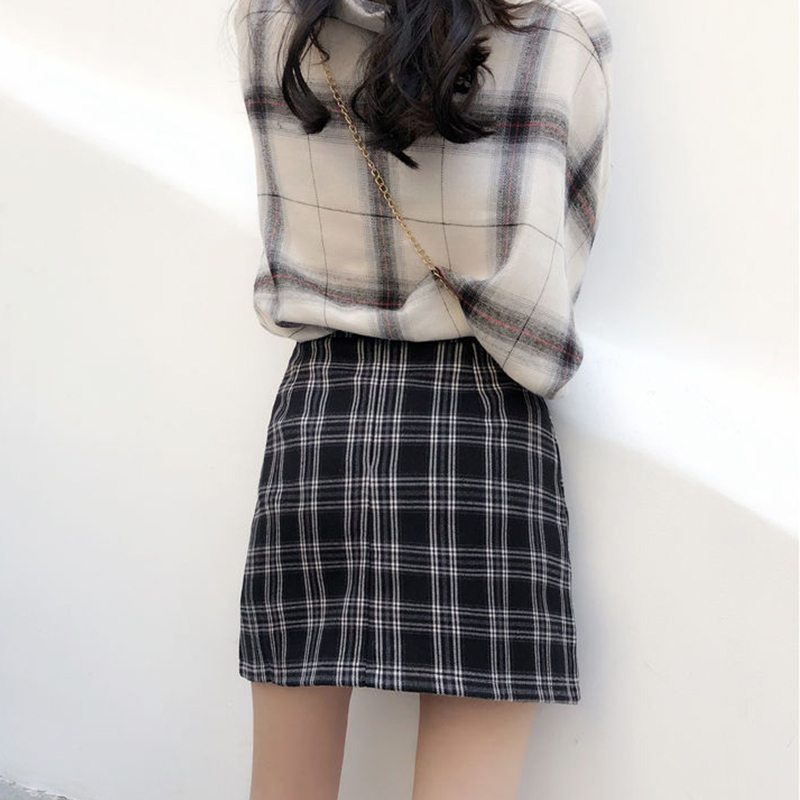 TIGENA Vintage Plaid Skirts Women 2019 Summer Korean Fashion A-line High Waist Skirt Female Sexy Mini Short Checked Skirt School T200712