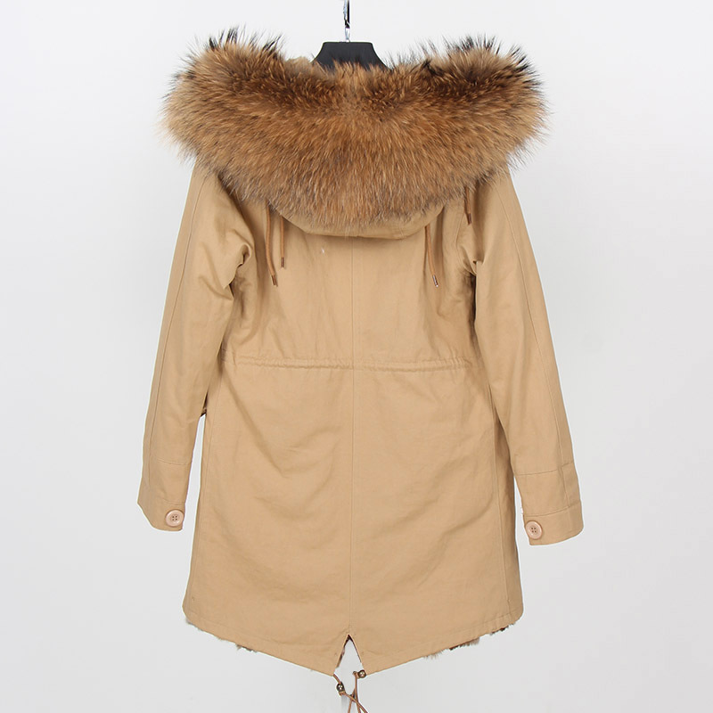 maomaokong Natural Rabbit Fur Women Long Parkas Real Fox Fur Coat Winter Jacket natural raccoon fur collar parka DHL free shipp 201110