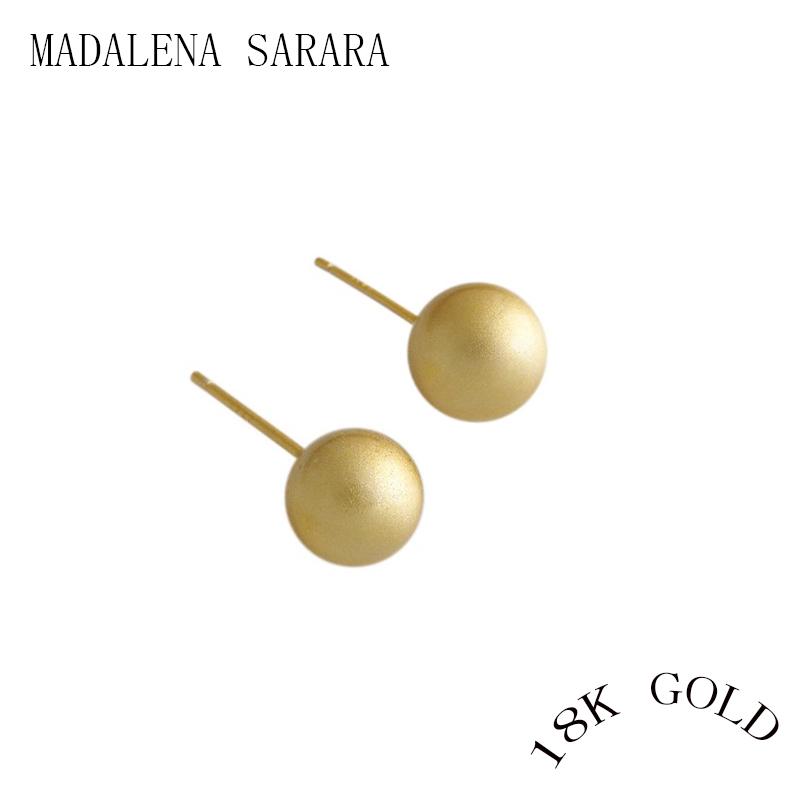 MADALENA SARARA Fashion Trendy Women Round Ball Stud Earrings Pure 18K Gold 100% Quality Guarantee Special Wire Drawing Process
MADALENA SARARA Fashion Trendy Women Round Ball Stud Earrings Pure 18K Gold 100% Quality Guarantee Special Wire Drawing Process