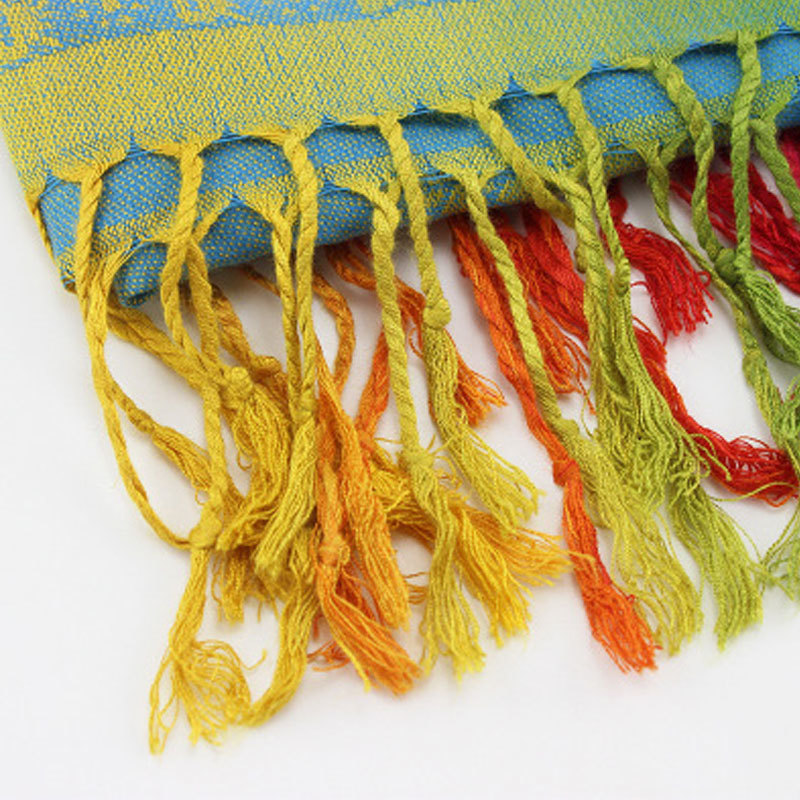 Chinese Ethnic Style Cotton Scarf Rainbow Jacquard Scarves Shawls Silk Scarfs Spring Scarves Flowers Shawl Summer Shawls Hijabs Y201007