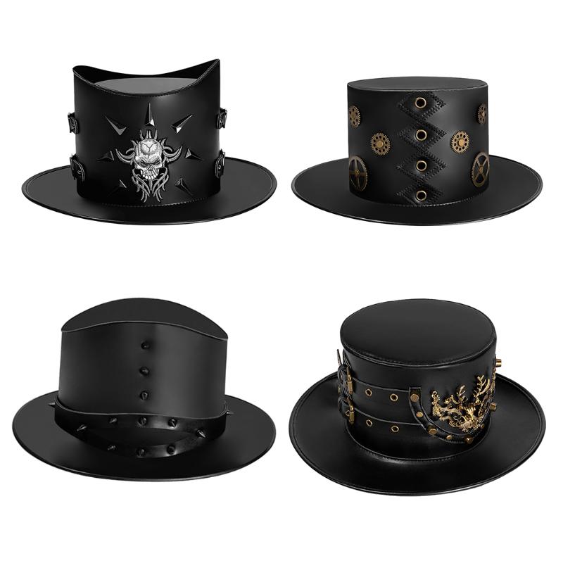 Magician Formal Tall Top Hat PU Leather Studded Jazz Steampunk Party Wedding Caps, Style 1
Magician Formal Tall Top Hat PU Leather Studded Jazz Steampunk Party Wedding Caps, Style 1