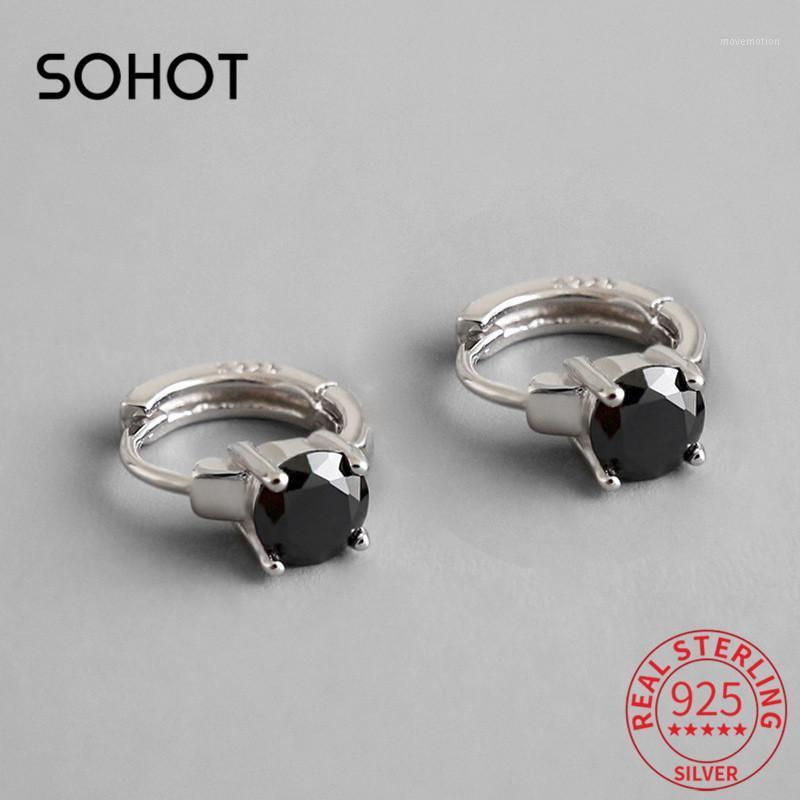 SOHOT 100% 925 Sterling Silver Minimalist Round Women Hoop Earrings Black Clear Zircon For Female Party Fine Jewelry Bijoux1
SOHOT 100% 925 Sterling Silver Minimalist Round Women Hoop Earrings Black Clear Zircon For Female Party Fine Jewelry Bijoux1