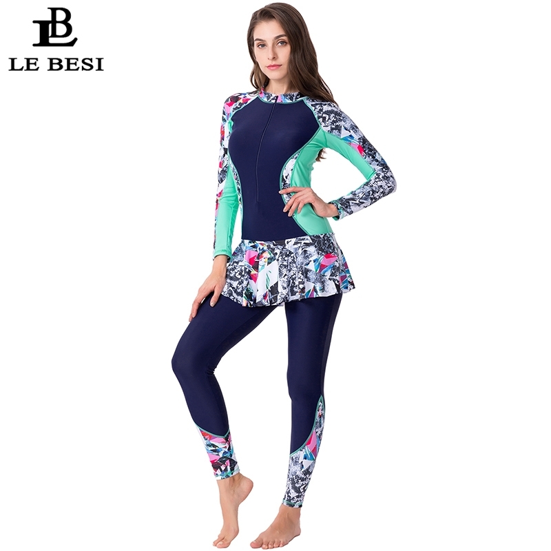 LEBESI New Women One Piece Skirt Swimsuit Sports Bathing suit Plus Size Swimwear Print Long Sleeve Pants Zipper Surf suit Y200319, Blue
LEBESI New Women One Piece Skirt Swimsuit Sports Bathing suit Plus Size Swimwear Print Long Sleeve Pants Zipper Surf suit Y200319, Blue