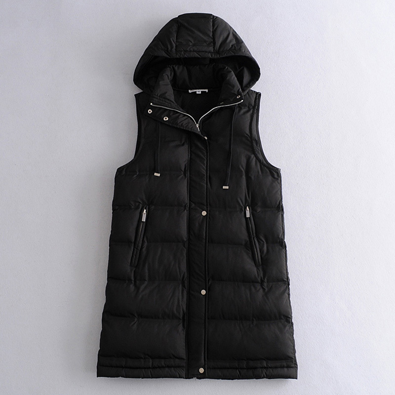 Women Winter Vest Zipper Coats New Striped Hooded Down Cotton Jacket Parkas Female Warm Thick Big Pocket Outwear 201211