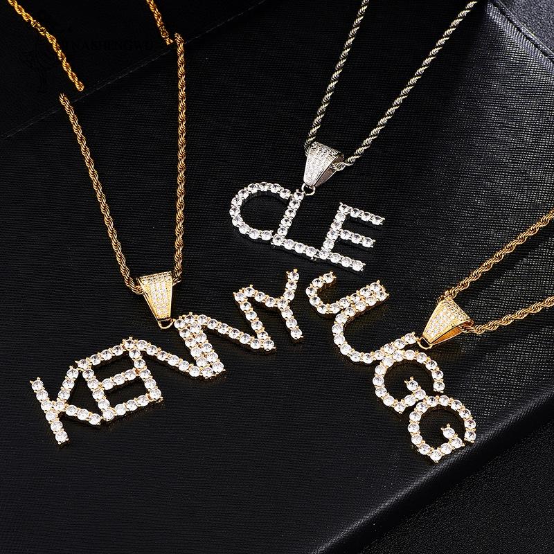 Hip Hop Initial Name Zircon Iced Out Letters Pendants & Necklaces For Men Jewelry With Gold ColorRope Chain Gifts Colgante
Hip Hop Initial Name Zircon Iced Out Letters Pendants & Necklaces For Men Jewelry With Gold ColorRope Chain Gifts Colgante