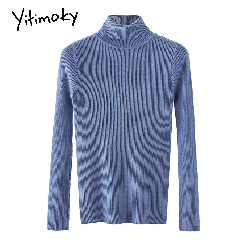 Women sweaters and pullovers Acrylic Turtleneck knitted winter clothes Korean sweater long sleeve Casual Solid striped shirt 201119