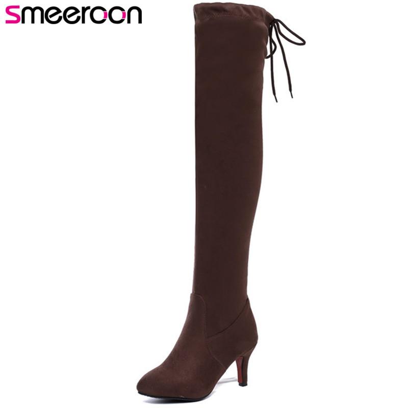 Smeeroon 2020 new popular women boots slip on flat bottom pointed toe over the knee boots for women autumn winter, Black
Smeeroon 2020 new popular women boots slip on flat bottom pointed toe over the knee boots for women autumn winter, Black