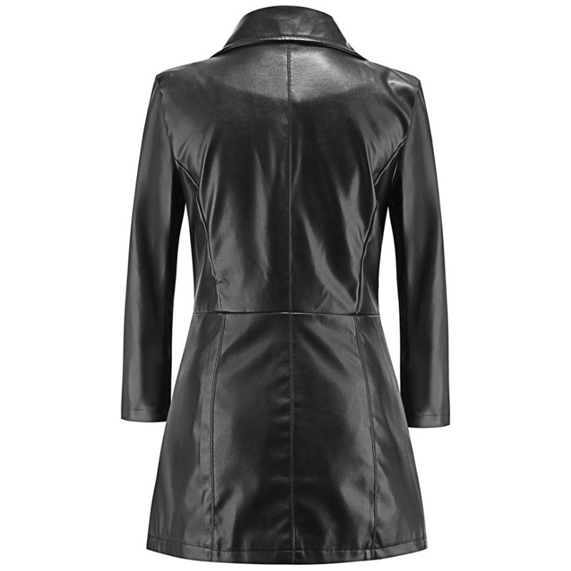 Women's Autumn Gothic Black Faux Leather Jacket Coat Fashion Winter Outerwear Plus Size Spring Windbreaker Clothes 4XL 201226