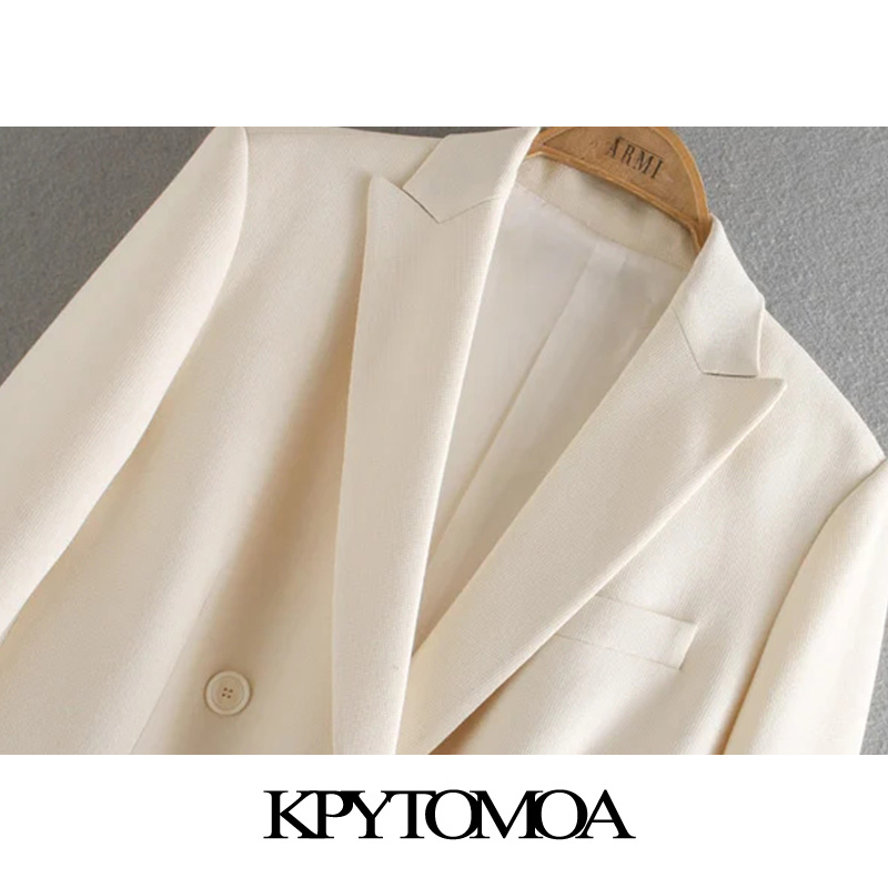 KPYTOMOA Women Fashion Office Wear Double Breasted Blazer Coat Vintage Long Sleeve Pockets Female Outerwear Chic Tops 201106