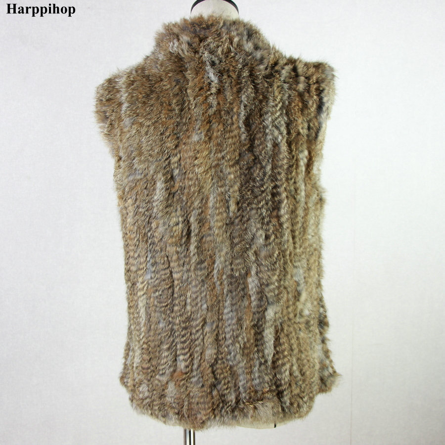 17 colors woman girl real rabbit fur vest jacket spring winter warm genuine rabbit fur knit coat vest black beige LJ201204