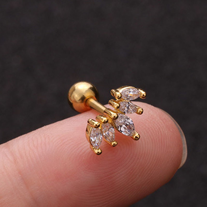 925 Silver Gold Wing Leaf Flower Butterfly Moon Star Stud Earrings Cute Korean Jewelry Huggies Diamond Earring