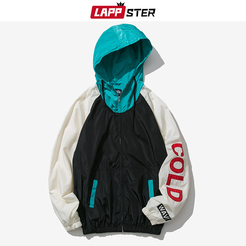 LAPPSTER Men Patchwork Bomber Jackets Windbreaker Mens Streetwear Hip Hop Jackets And Coats Male Vintage Hooded Jackets XL T200117