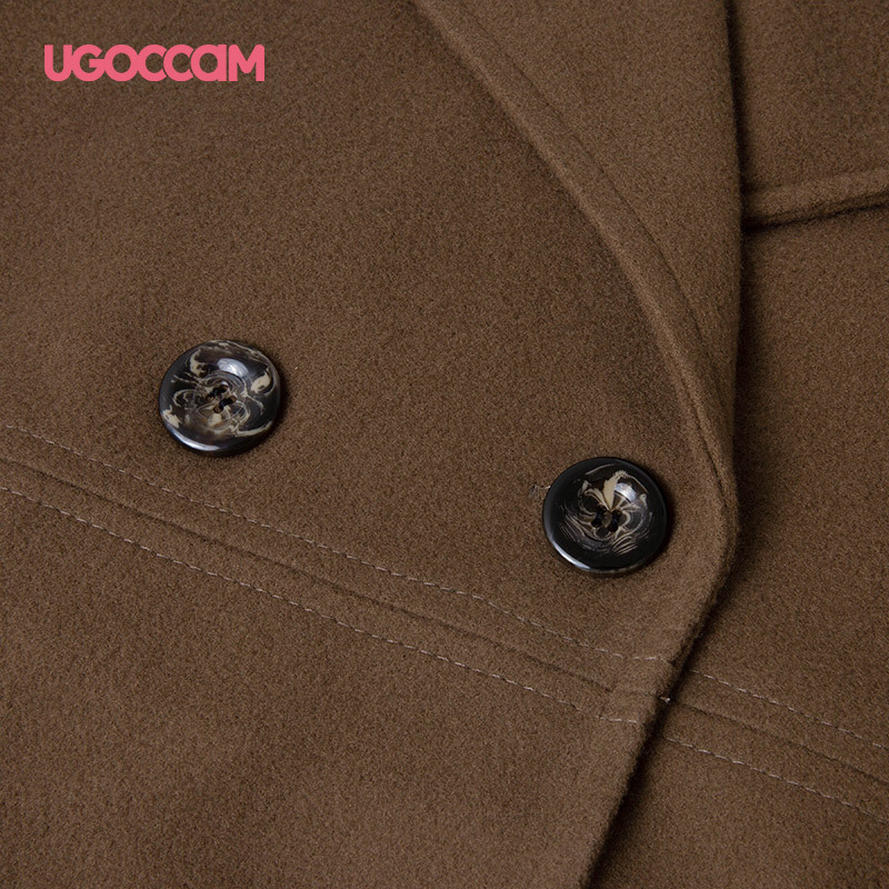 UGOCCAM Woolen Coat Office Lady Jacket Women Autumn And Winter Plus Size Women Long Windbreaker Double Breasted Women Clothes 201216