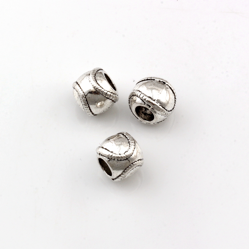 100Pcs Antique Silver Zinc Alloy Sports Baseball Spacers Large Hole Beads For Jewelry Making Bracelet Necklace DIY Accessories F-1
100Pcs Antique Silver Zinc Alloy Sports Baseball Spacers Large Hole Beads For Jewelry Making Bracelet Necklace DIY Accessories F-1