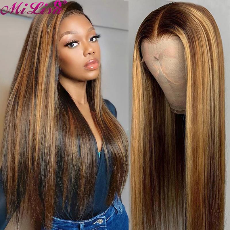Mi Lisa Ombre Human Hair Wig Straight Lace Front Human Hair Wig For Women Brazilian Highlight HD Lace Frontal, As pic
Mi Lisa Ombre Human Hair Wig Straight Lace Front Human Hair Wig For Women Brazilian Highlight HD Lace Frontal, As pic