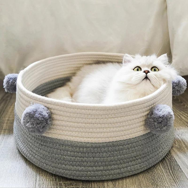 Cotton Rope Woven Pet Cat Bed Four Seasons Universal House with Velvet Kitten Scratching Mat Pad Dogs Warm Basket Sleeping Nest
Cotton Rope Woven Pet Cat Bed Four Seasons Universal House with Velvet Kitten Scratching Mat Pad Dogs Warm Basket Sleeping Nest