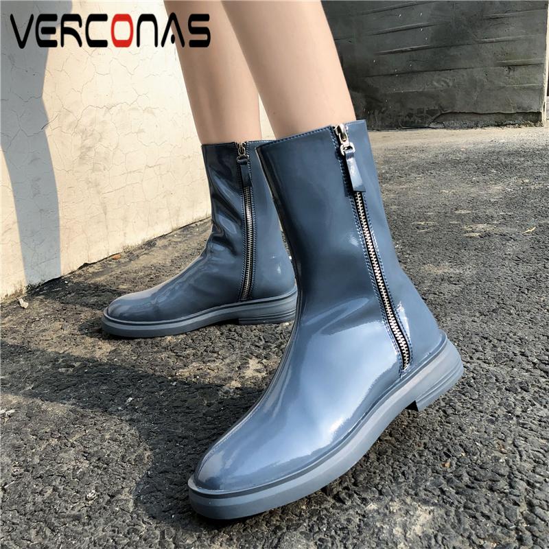 VERCONAS 2020 Concise Casual Women Mid-Calf Boots Autumn Winter New Low Heels Shoes Woman Patent Leather Zipper Fashion Boots, Blackr
VERCONAS 2020 Concise Casual Women Mid-Calf Boots Autumn Winter New Low Heels Shoes Woman Patent Leather Zipper Fashion Boots, Blackr