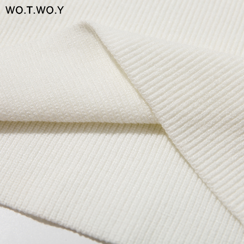 WOTWOY Low-Cut V-Neck Cropped Sexy Sweaters Women Bottoming Slim Fit Knitted Pullovers Women Solid Knitwear Female Jumper 201224