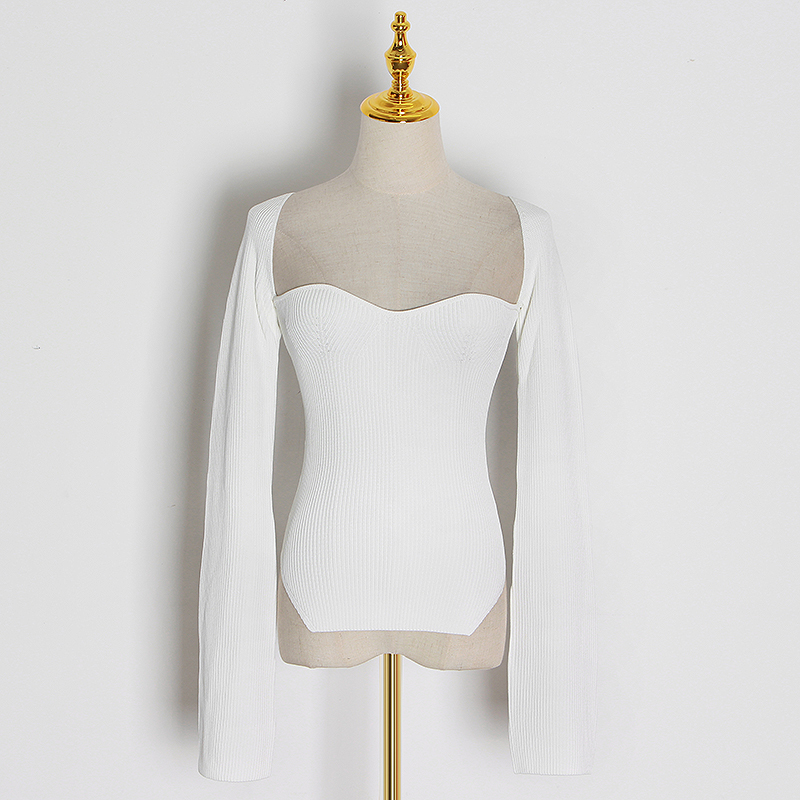 TWOTWINSTYLE Asymmetrical Sweater Knitted Tops Female Square Collar Long Sleeve Sexy Sweaters Women Fashion Clothing 201222