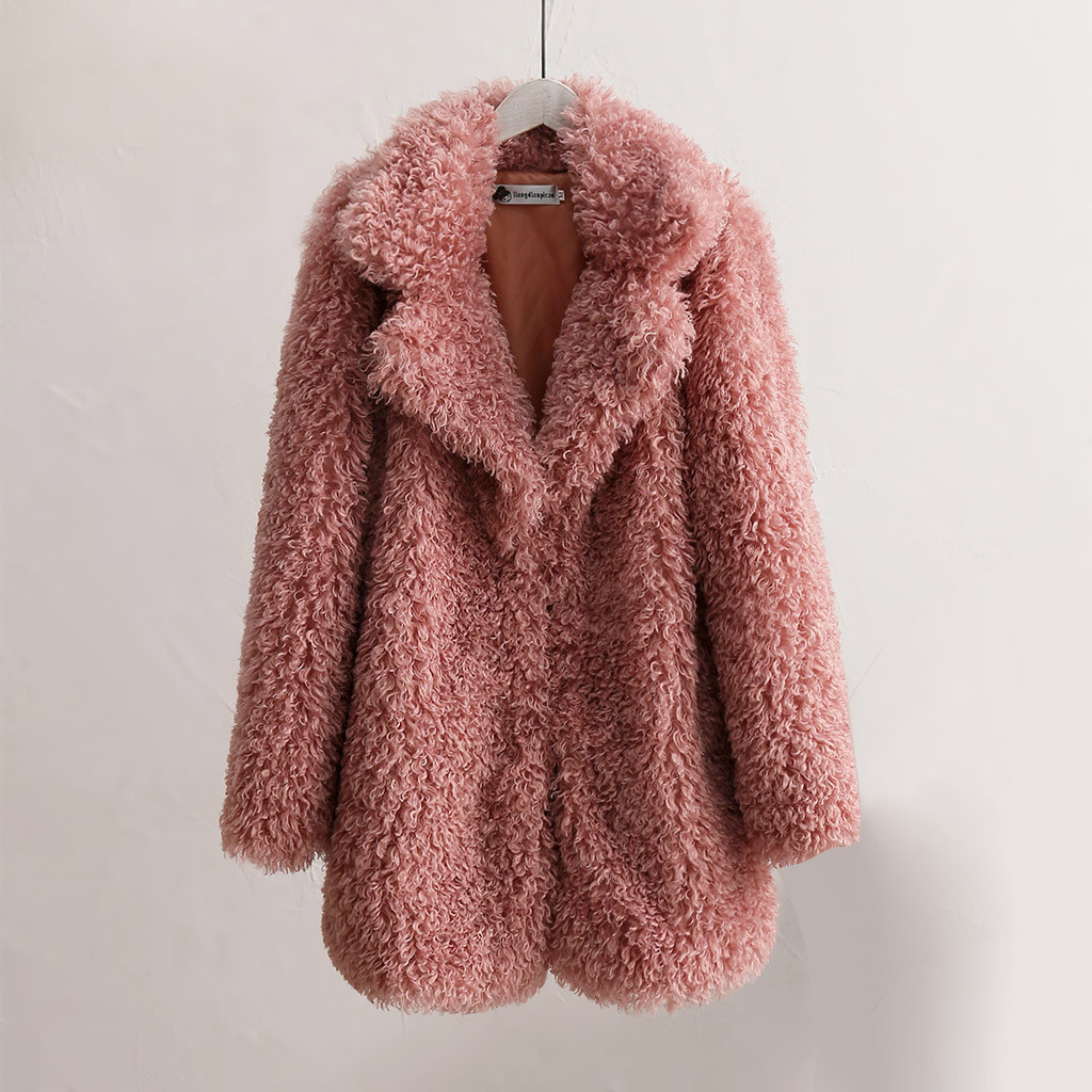 Fashion Women Circle Wool Loose Long Sleeve Turn-Down Collar Warm Plush Coat Oversize Teddy Coat Plush Warm Overcoat Female#y4 Y201004