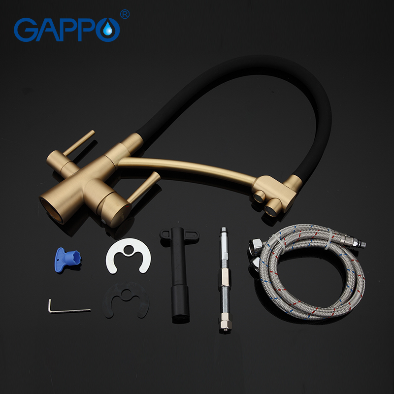 GAPPO G43981 kitchen faucet gold kitchen Mixer tap with filtered water tap Brass faucet mixer water crane torneira para cozinha T200810