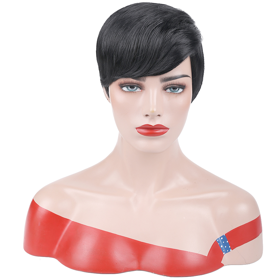 Short Black Wave Middle Part Women's Hair wig for daily life to cosplay