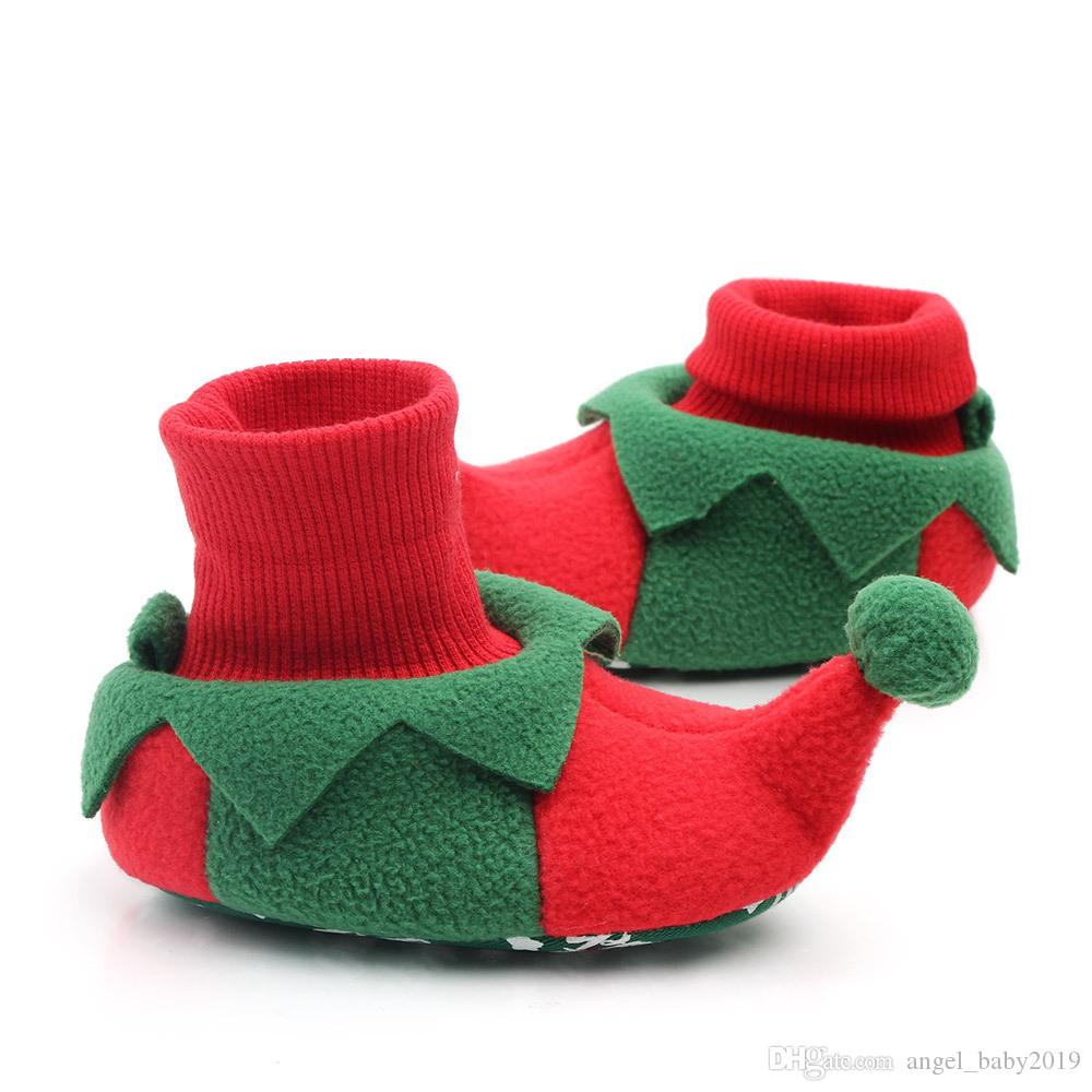 Christmas First Walkers Baby Girl Boys Shoes Comfortable Mixed Colors Flock Slip-On Kid Shoes Scarpe Bambina Baby Booties