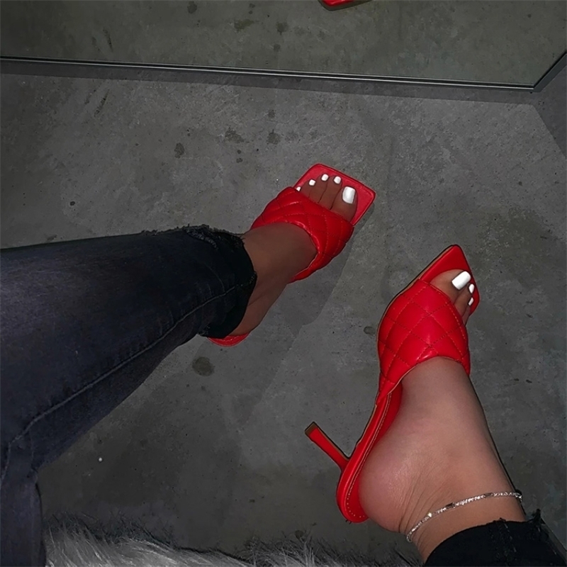 9CM Women Sandal Shoes Summer Peep Toe High Heels Slipper Woman Wedding Sandals Black Leather High Heel Shoe Pumps Wedge Y200620