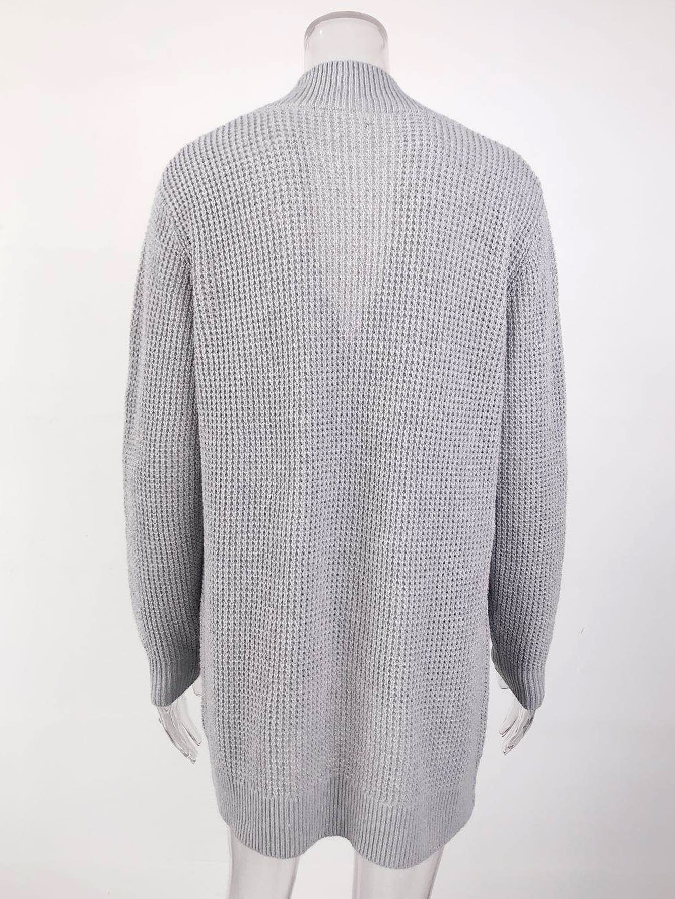 VITIANA Women Casual Knitted Long Cardigan For Womens Autumn Female Long Sleeve Gray Knit Cardigans Woman Black Sweater 201029
