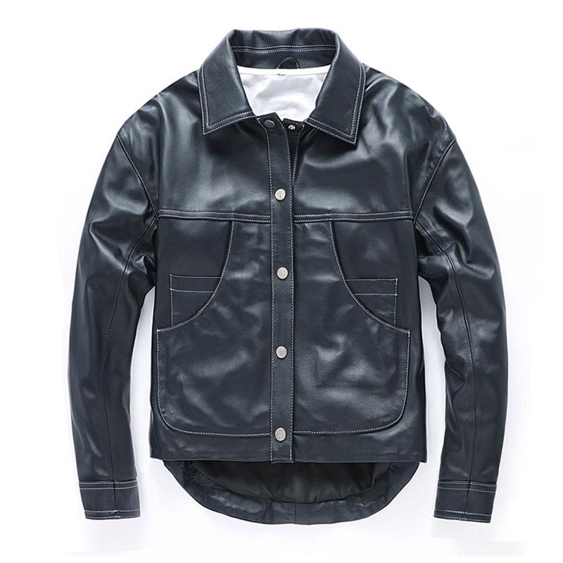 New Irregular Design Women Genuine Oversize Style Black Real Leather Jackets Big Pockets Loose Spring Sheepskin Coats
New Irregular Design Women Genuine Oversize Style Black Real Leather Jackets Big Pockets Loose Spring Sheepskin Coats