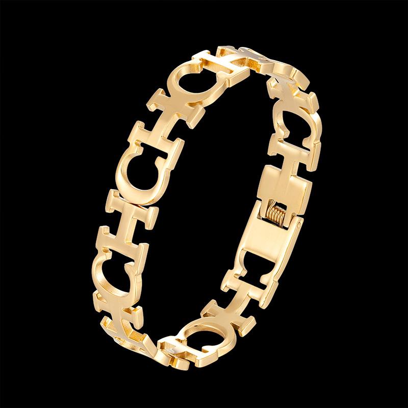 Fateama European and American titanium steel hollow letters CH spring open Bangles fashion trendy unisex accessories
Fateama European and American titanium steel hollow letters CH spring open Bangles fashion trendy unisex accessories