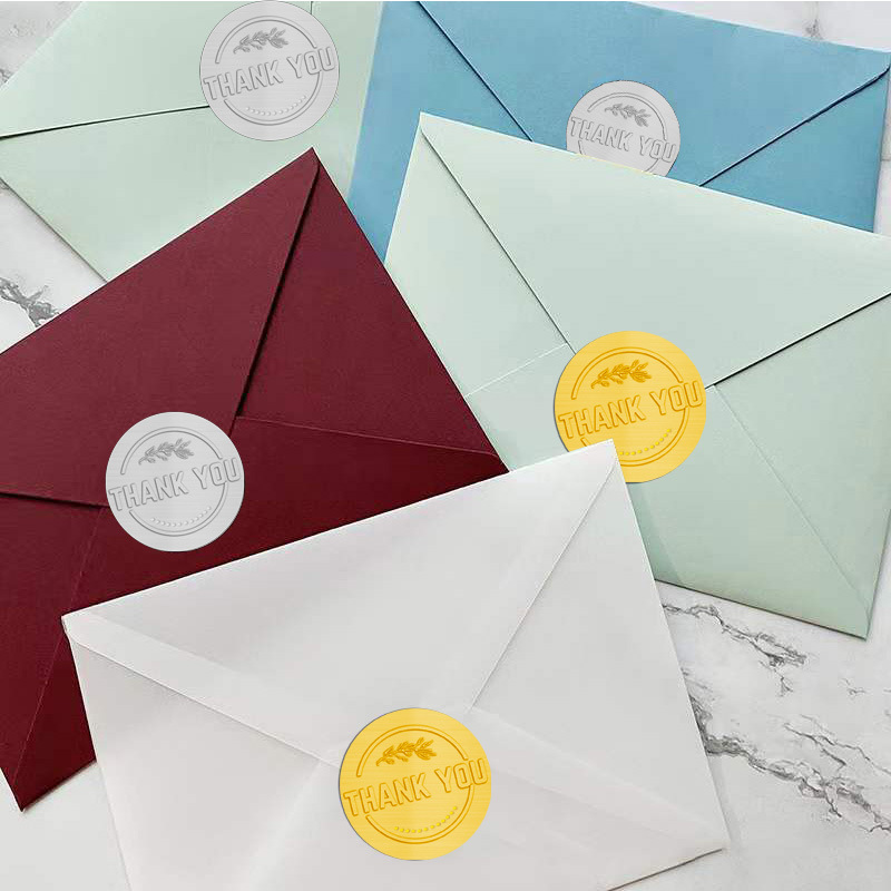 1inch Gold Silver Embossed Thank You Stickers Label Holiday Gift Seal Packing Labels Envelope and Bottle Seal Adhesive Sticker 500pcs/roll