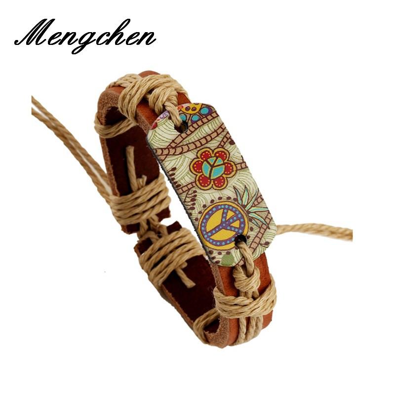 High Quality Cow Leather Bracelets Print Flower Peace Symbol Alloy Leather Bracelet Casual Personality Vintage Punk Bracelet
High Quality Cow Leather Bracelets Print Flower Peace Symbol Alloy Leather Bracelet Casual Personality Vintage Punk Bracelet