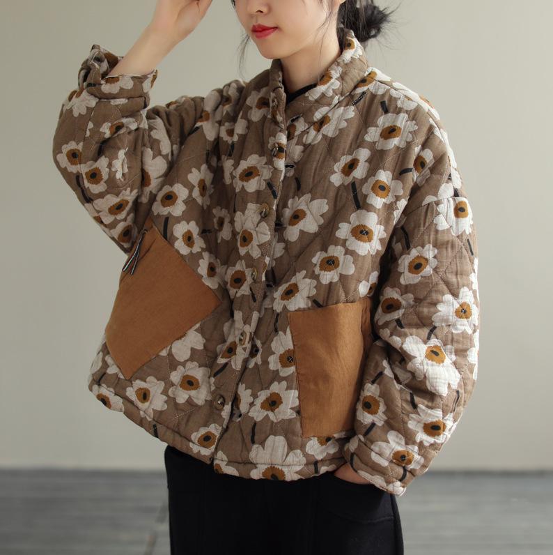 2020 Print Floral Autumn Winter New Loose Pockets Stand Collar Cotton Padded Thick Coat Women Loose Warm Coat, Blue
2020 Print Floral Autumn Winter New Loose Pockets Stand Collar Cotton Padded Thick Coat Women Loose Warm Coat, Blue