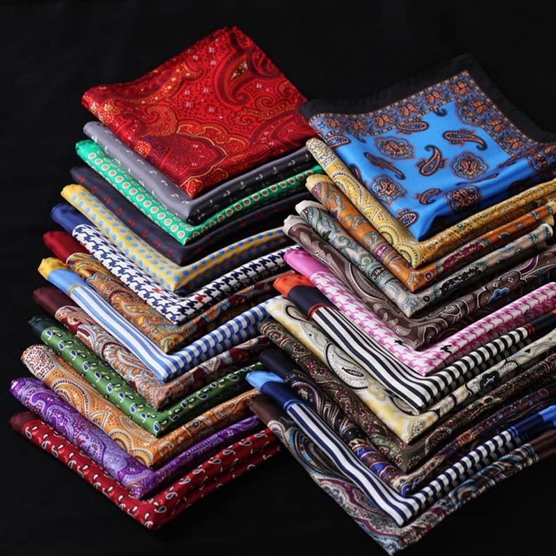 

Wholesale ( 50 pieces / Lot ) 25CM Mens 100% Silk Handkerchiefs Floral Plaid Stripes Jacquard Polka Pocket Squares Wedding Party 201009