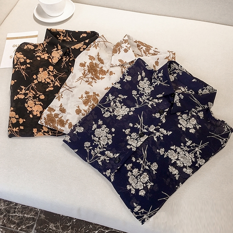 Fashion Woman Blouses Long Sleeve Print Chiffon Blouse Shirt Plus Size 3XL 4XL OL Blouse Women Blusa Feminina Shirt 1058 40 201028