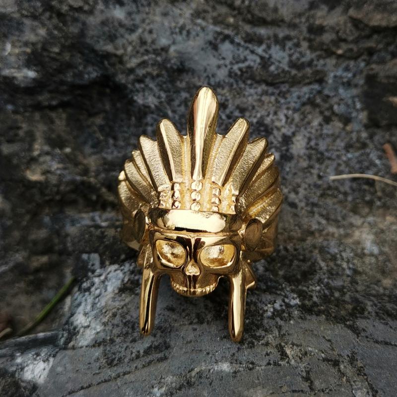 High Quality Gold Color 316L Stainless Steel African Tribal Chief Chieftain Skull Rings Mens Womens Fashion Punk Biker Jewelry
High Quality Gold Color 316L Stainless Steel African Tribal Chief Chieftain Skull Rings Mens Womens Fashion Punk Biker Jewelry