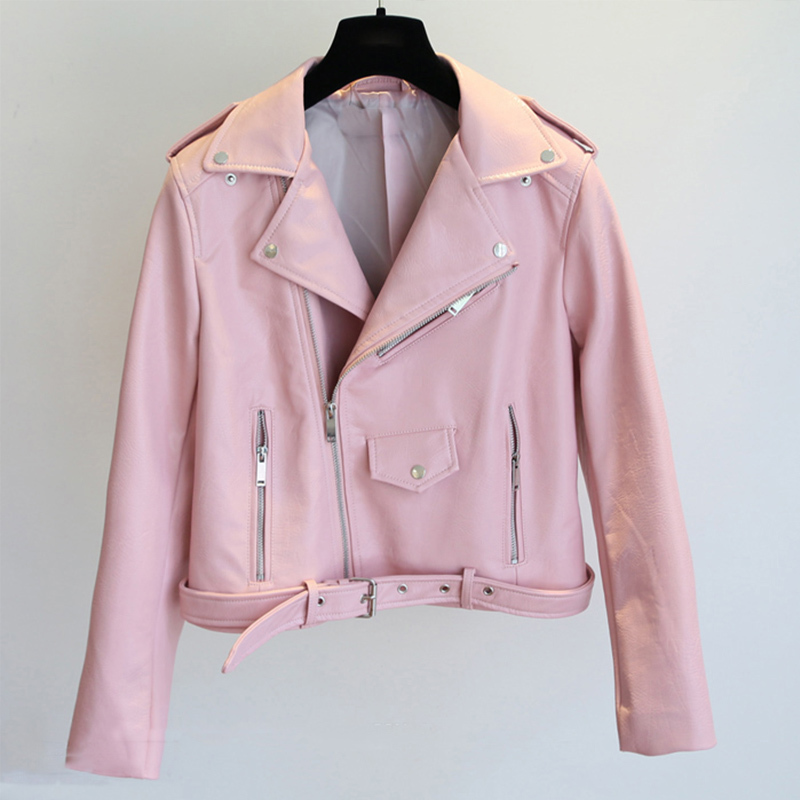 Fitaylor Fashion Women Pu Leather Jacket Bright Color Black Motorcycle Coats Short Faux Leather Biker Jackets Soft Coat Female 201226