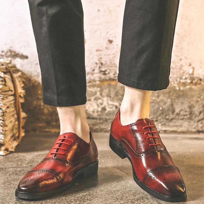 Men Dress Shoes Personality trend Paty Leather Wedding Shoes Men Flats Leather Oxfords Formal1, Black